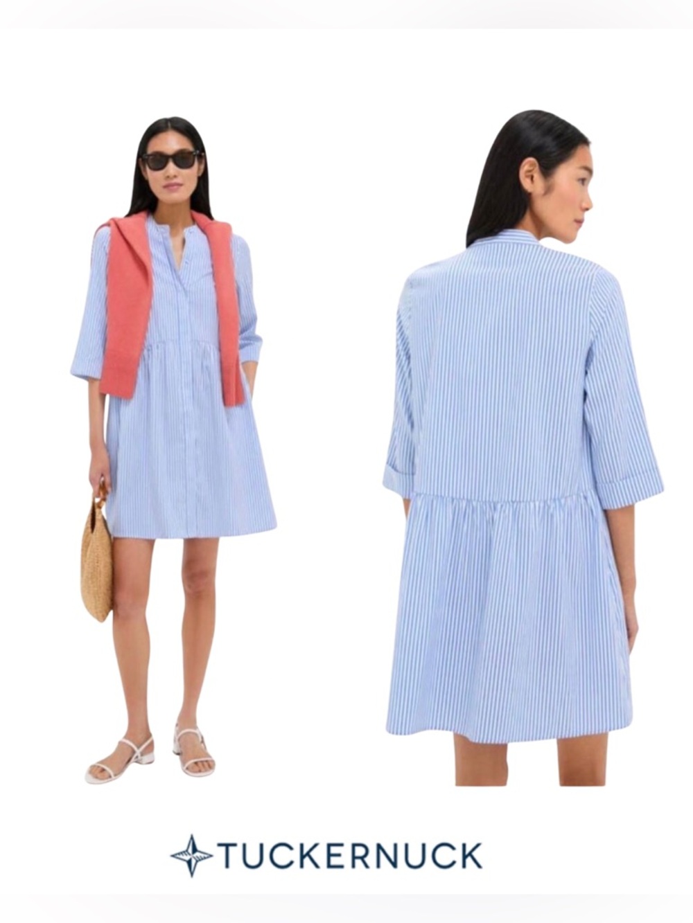 Tuckernuck Blue & White Striped Mini Dress, Size Small.